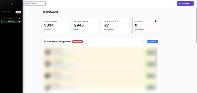 American Muscle Gym management dashboard